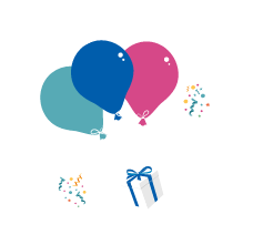 cadeau volant avec des ballons